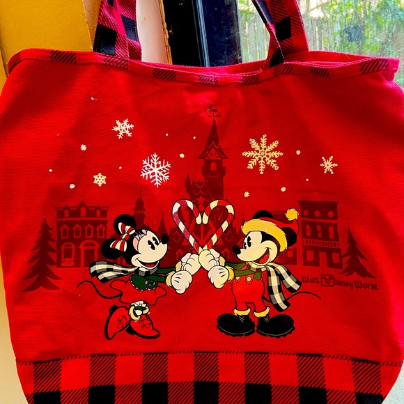 Collectible Disney Mickey Mouse and Minnie Mouse Christmas Tote Bag - Picture 1 of 3